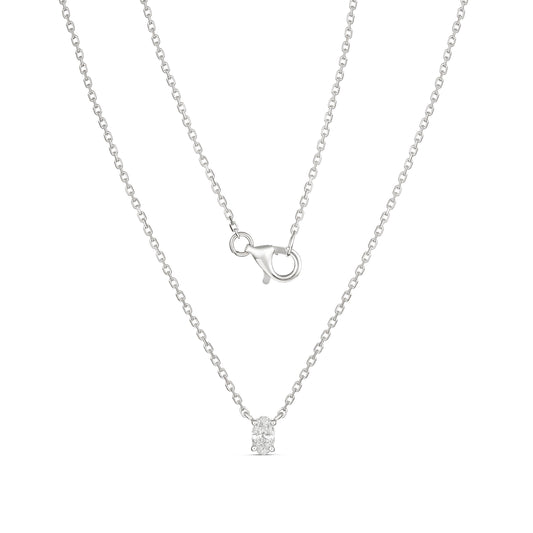 9ct White Gold Oval Diamond Necklace