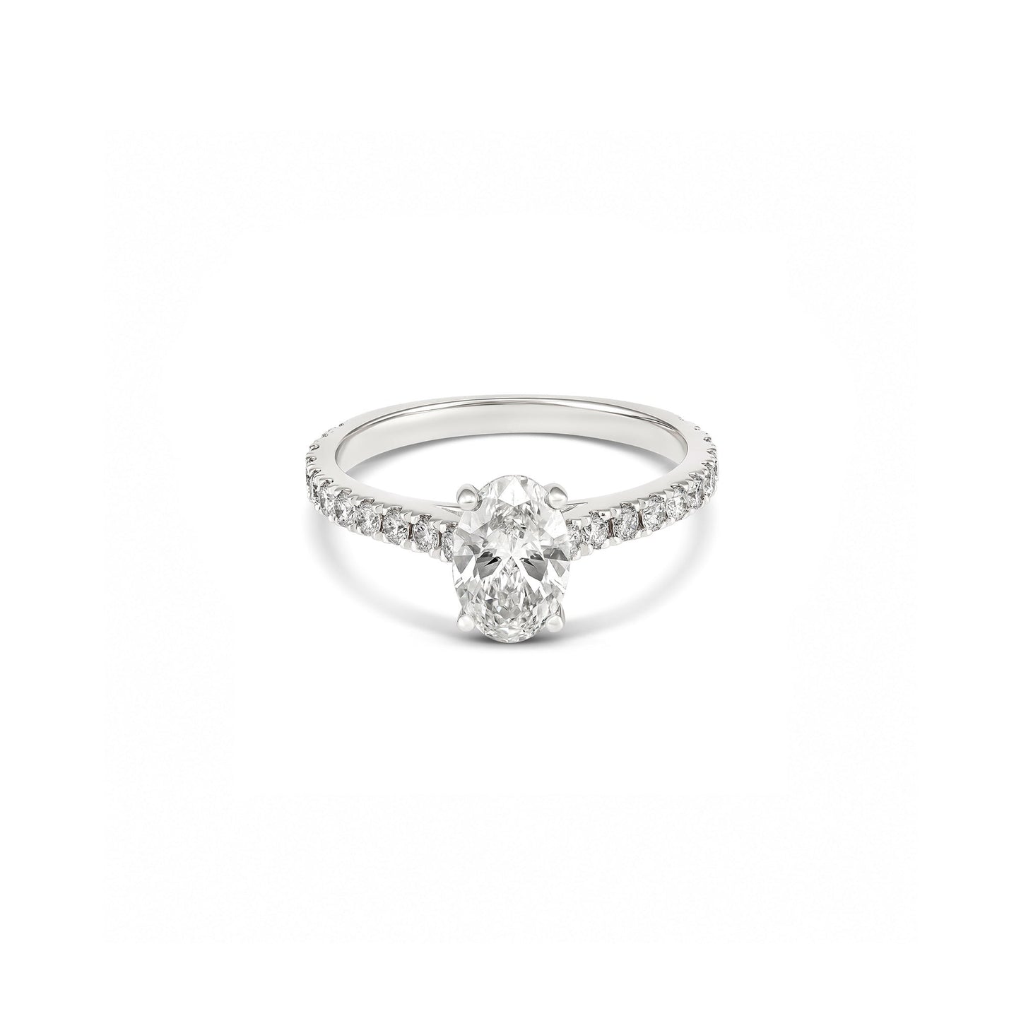 1ct Oval Solitaire With Pavé Band in 18ct White Gold