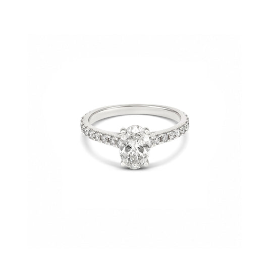 1ct Oval Solitaire With Pavé Band in 18ct White Gold