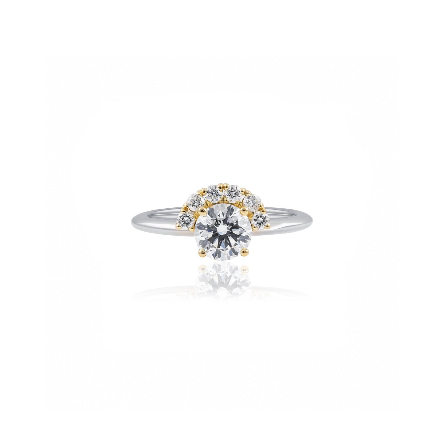 Platinum & 18ct Yellow Gold 0.93ct Lab Grown Diamond Half Moon Ring
