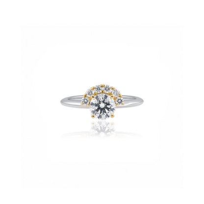 Platinum & 18ct Yellow Gold 0.93ct Lab Grown Diamond Half Moon Ring