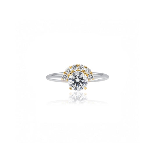Platinum & 18ct Yellow Gold 0.93ct Lab Grown Diamond Half Moon Ring