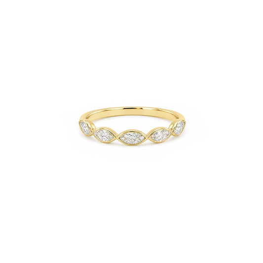East-West Marquise Bezel Set Diamond Wedding Ring