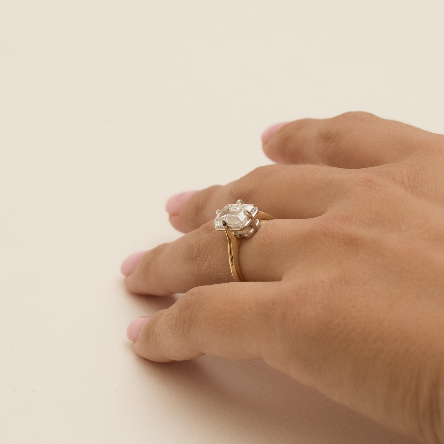 3ct Antique Inspired Compass Set Emerald Cut Diamond Engagement Ring