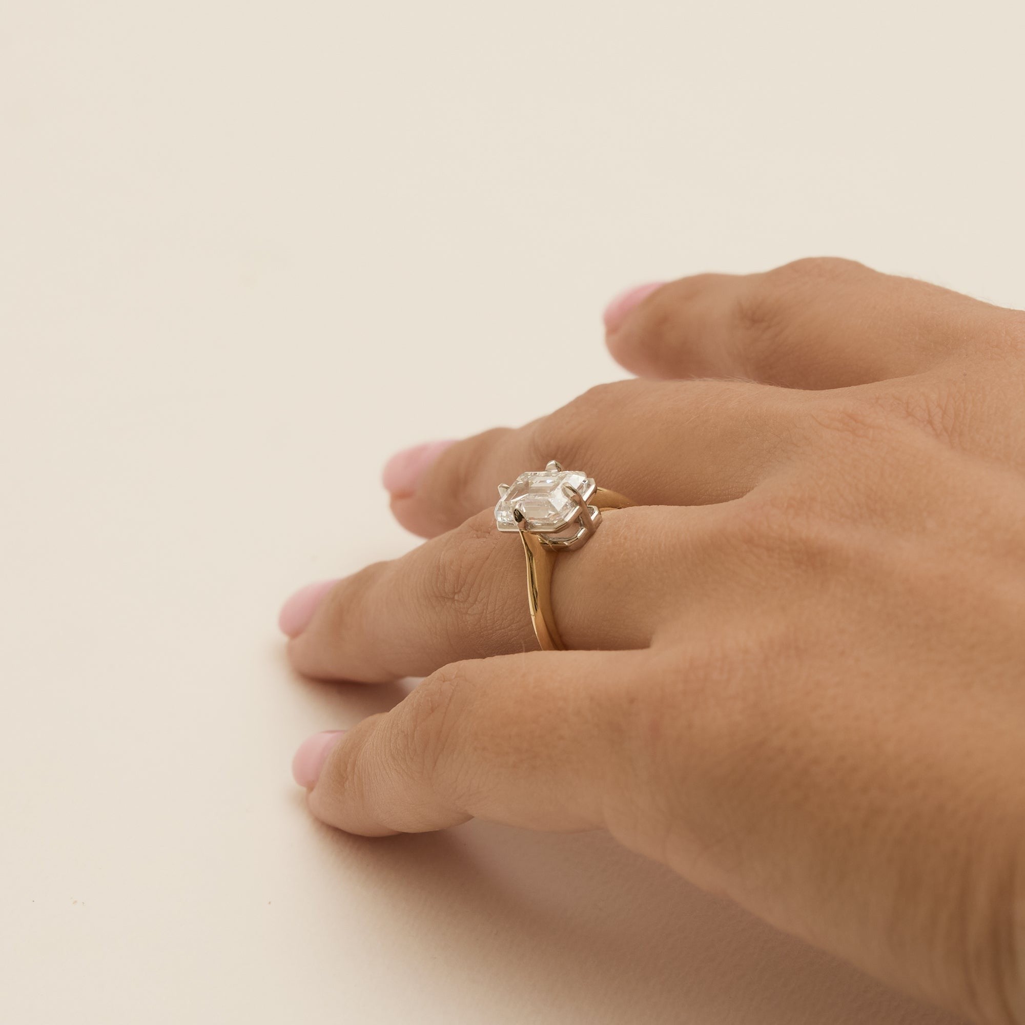 3ct Antique Inspired Compass Set Emerald Cut Diamond Engagement Ring
