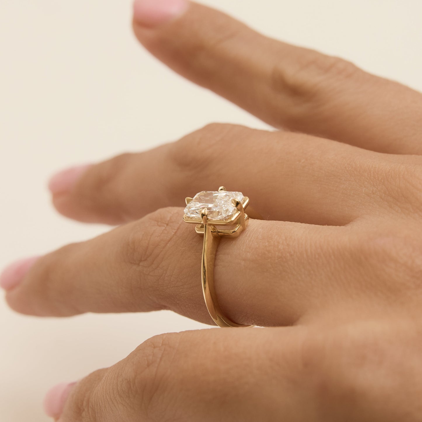2ct Antique Inspired Compass Set Radiant Diamond Engagement Ring