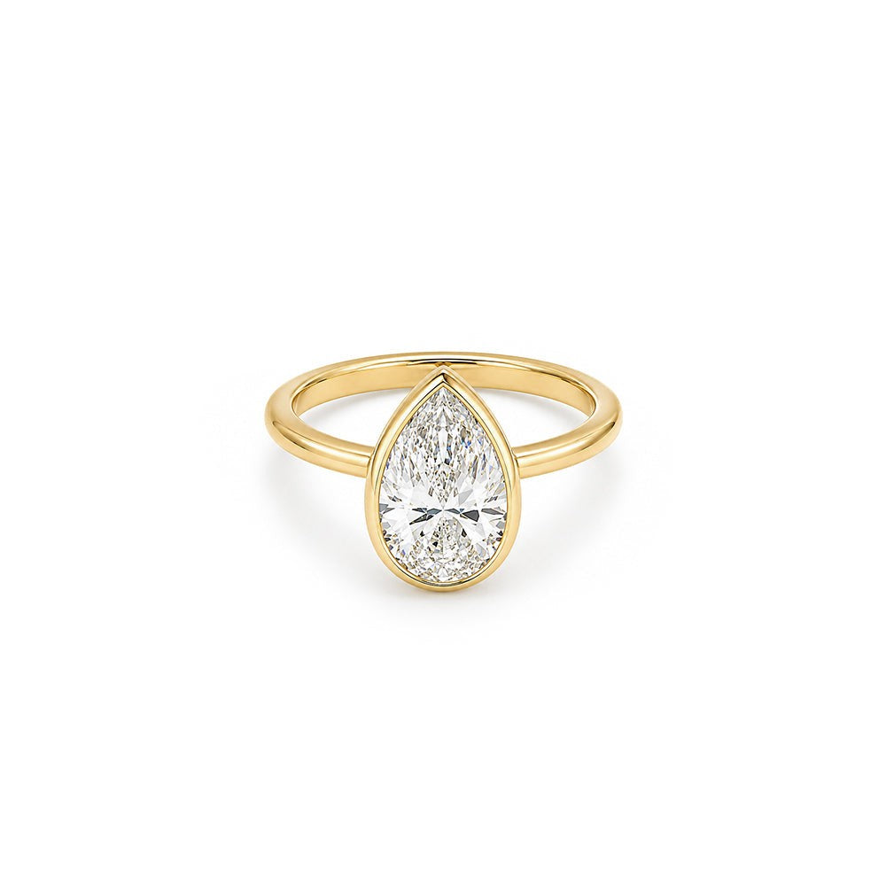 3ct Pear Bezel Solitaire with Platinum Basket