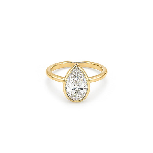 3ct Pear Bezel Solitaire with Platinum Basket