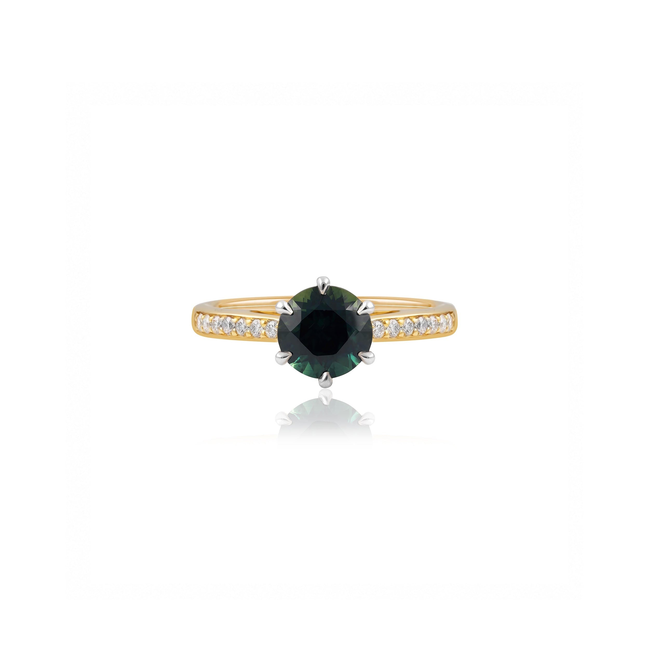 1.75ct Teal Sapphire Two-Tone Engagement Ring