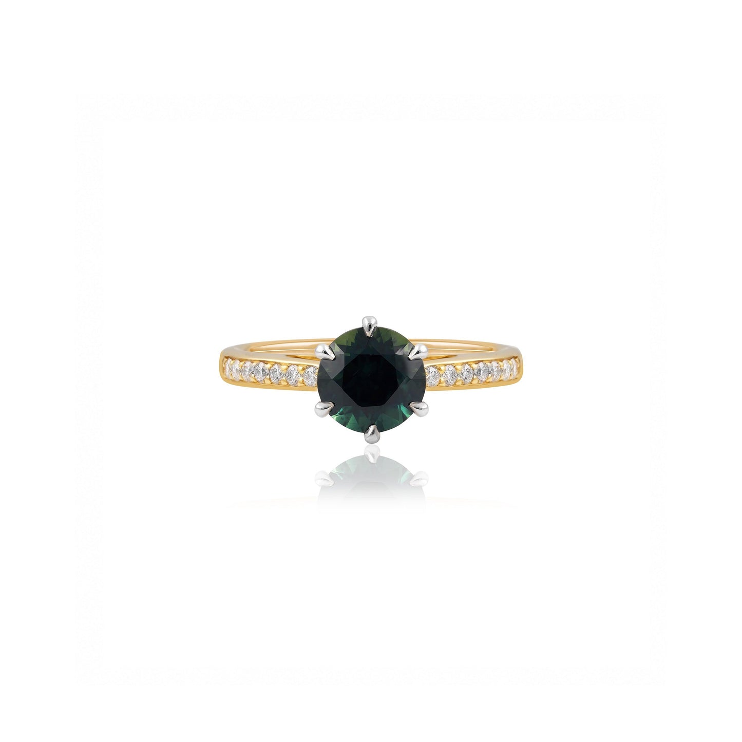 1.75ct Teal Sapphire Two-Tone Engagement Ring