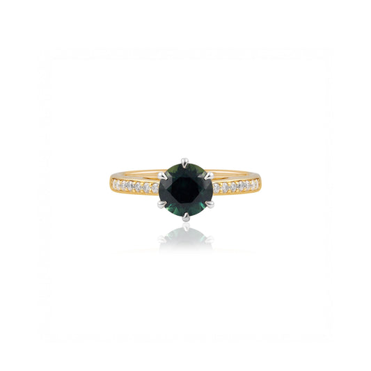 1.75ct Teal Sapphire Two-Tone Engagement Ring
