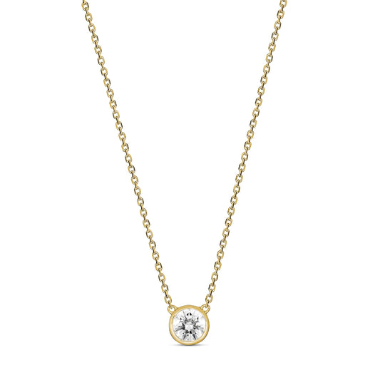 9ct Yellow Gold Bezel Set Diamond Necklace
