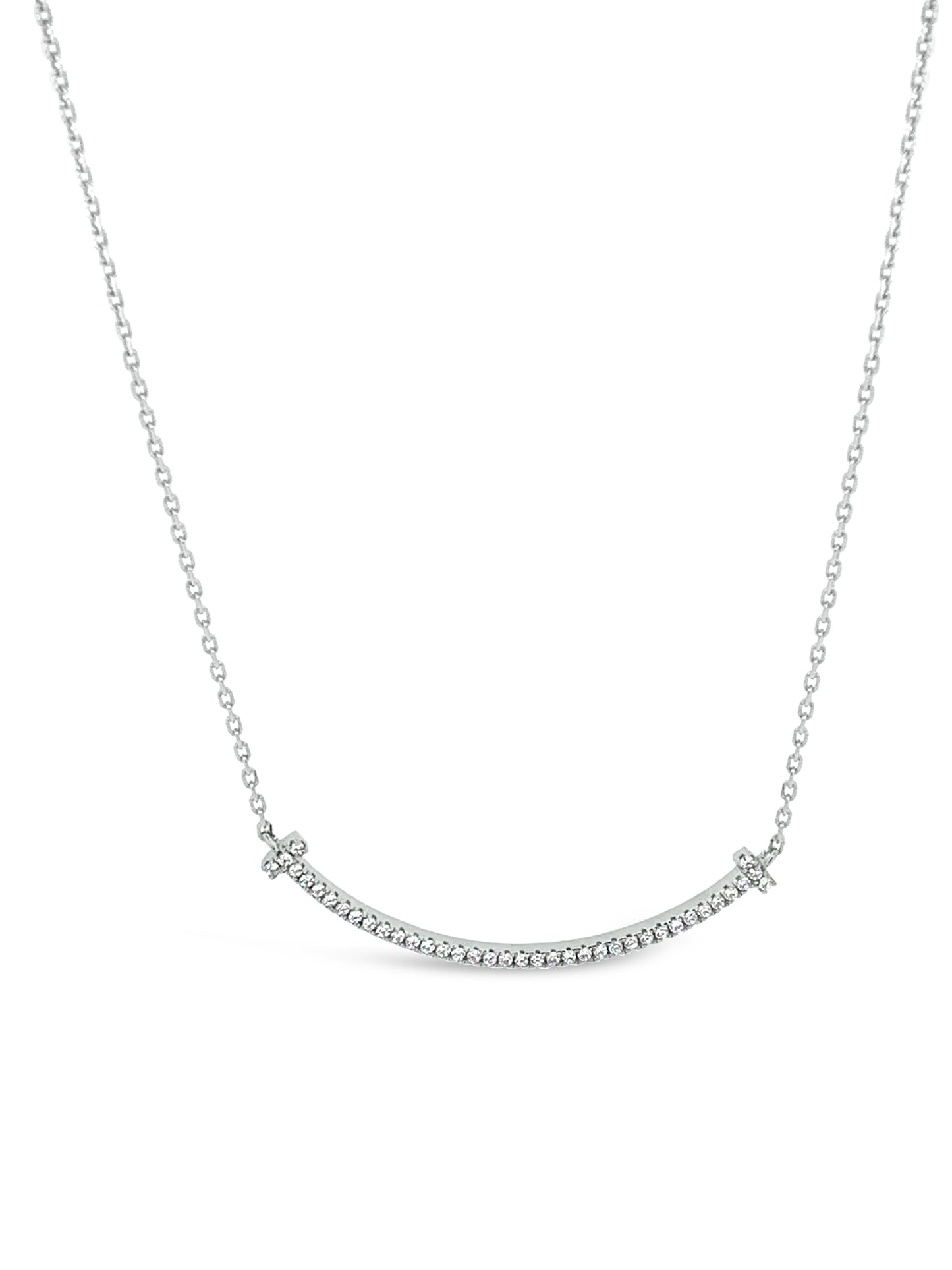 9ct White Gold Diamond Bar Necklace