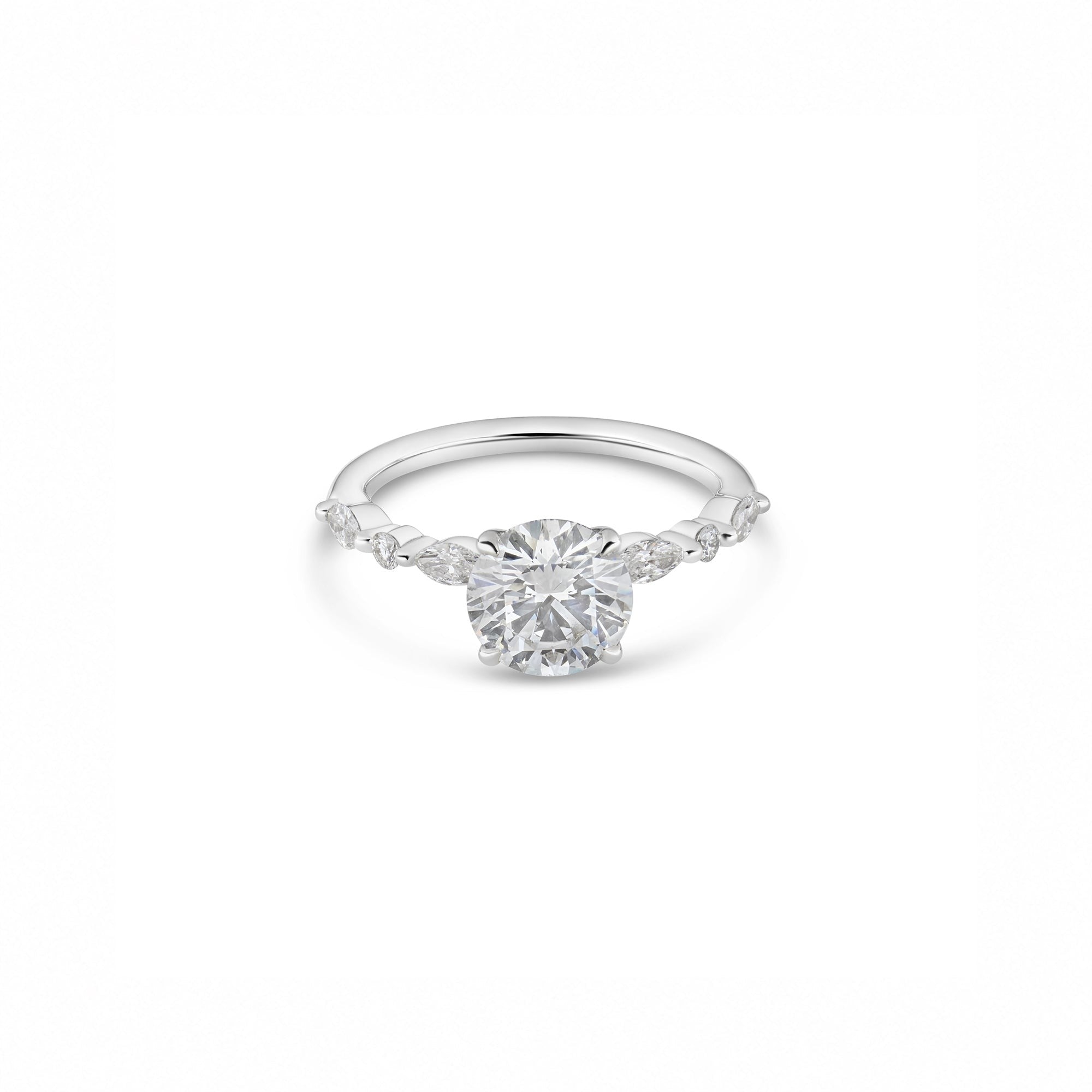 1.5ct Round Engagement Ring with Marquise & Round Accents