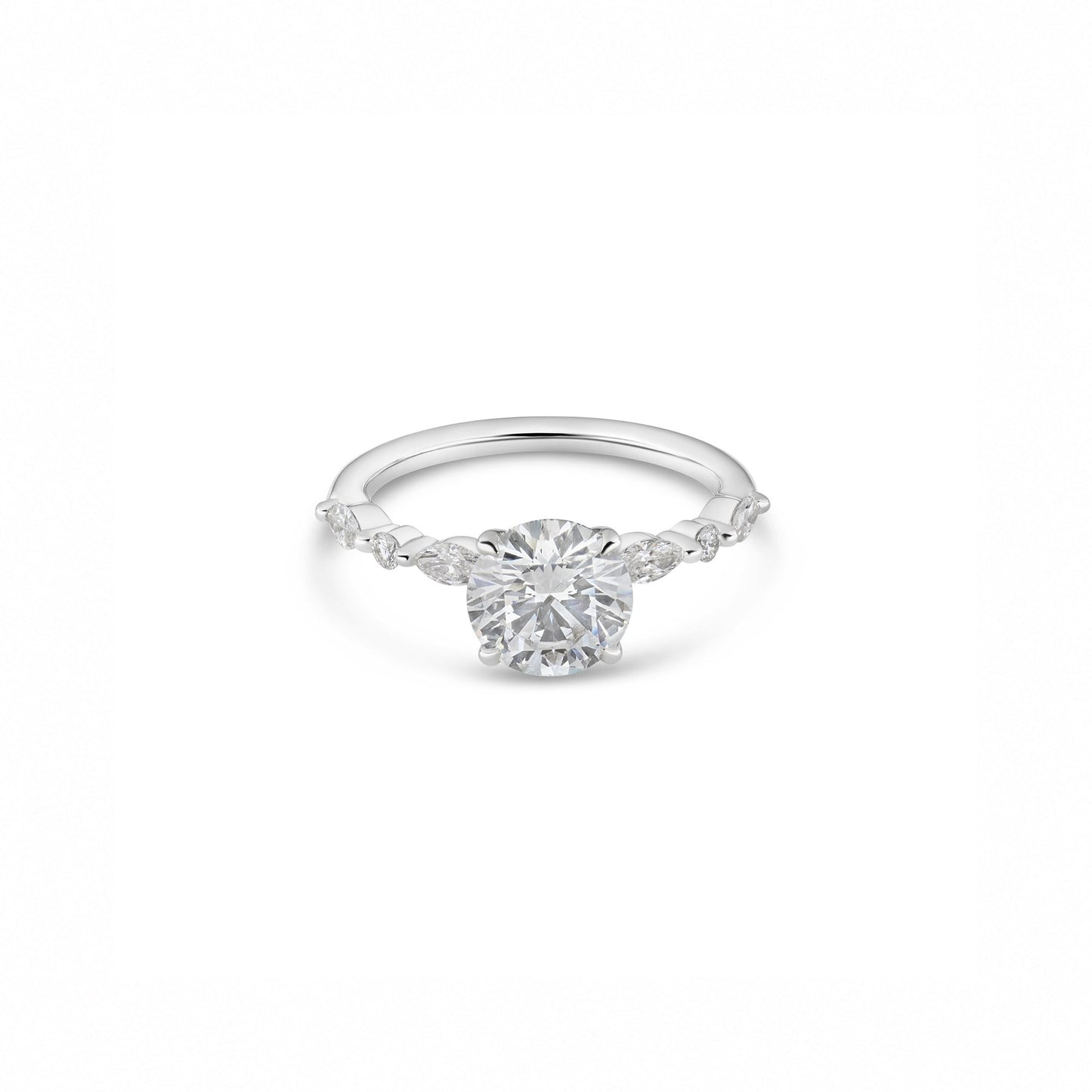 1.5ct Round Engagement Ring with Marquise & Round Accents