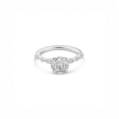 1.5ct Round Engagement Ring with Marquise & Round Accents