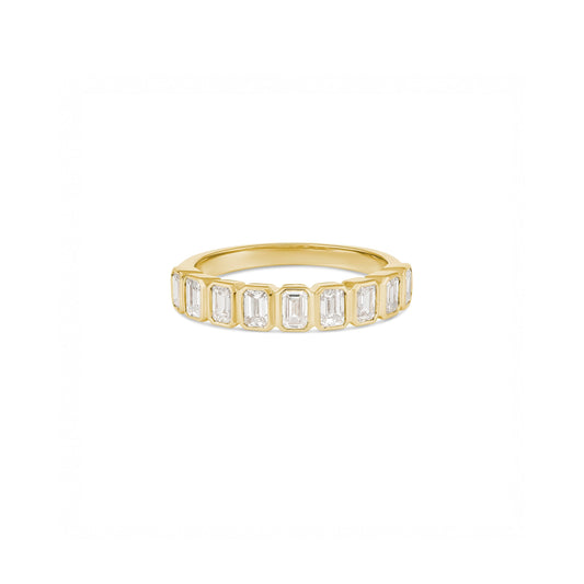 18ct Yellow Gold Emerald Cut Lab-Grown Diamond Bezel Set Ring