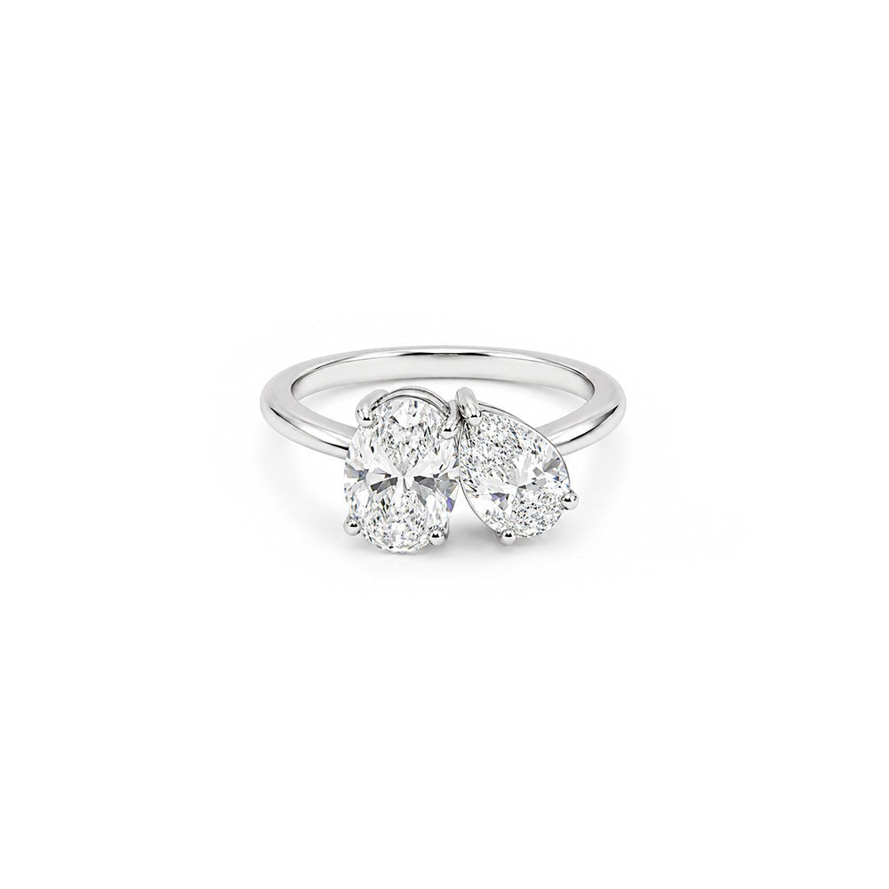Toi et Moi 1.5ct Oval & 1ct Pear set in Platinum