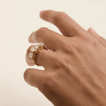 4.60cttw Antique Style Round Trilogy Ring