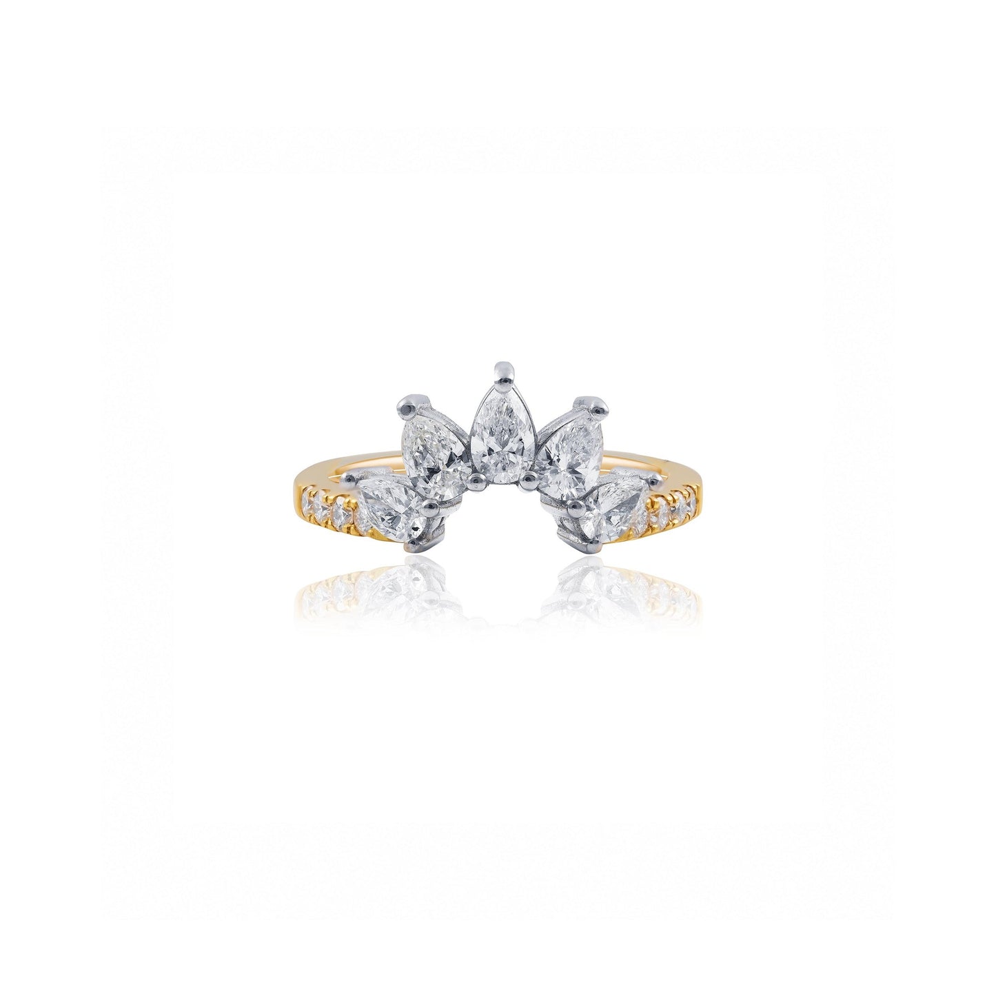 Ray of Sunshine 18ct Yellow Gold & Platinum Pear Diamond Ring