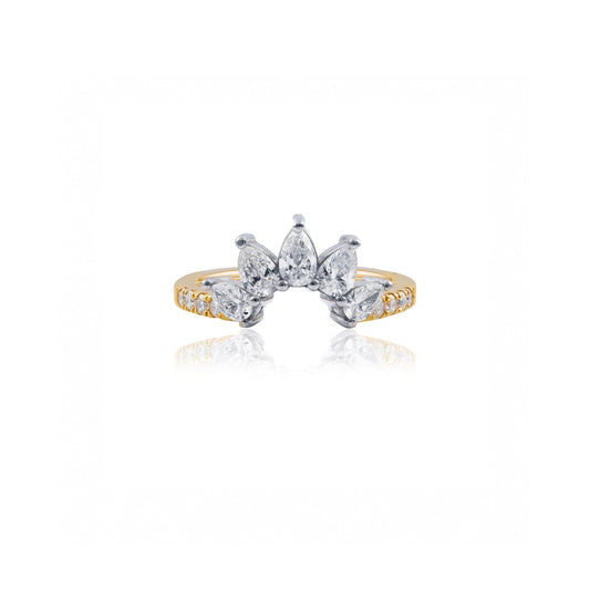 Ray of Sunshine 18ct Yellow Gold & Platinum Pear Diamond Ring
