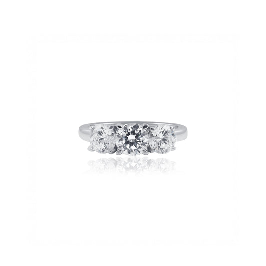 14ct White Gold Round Trilogy Engagement Ring