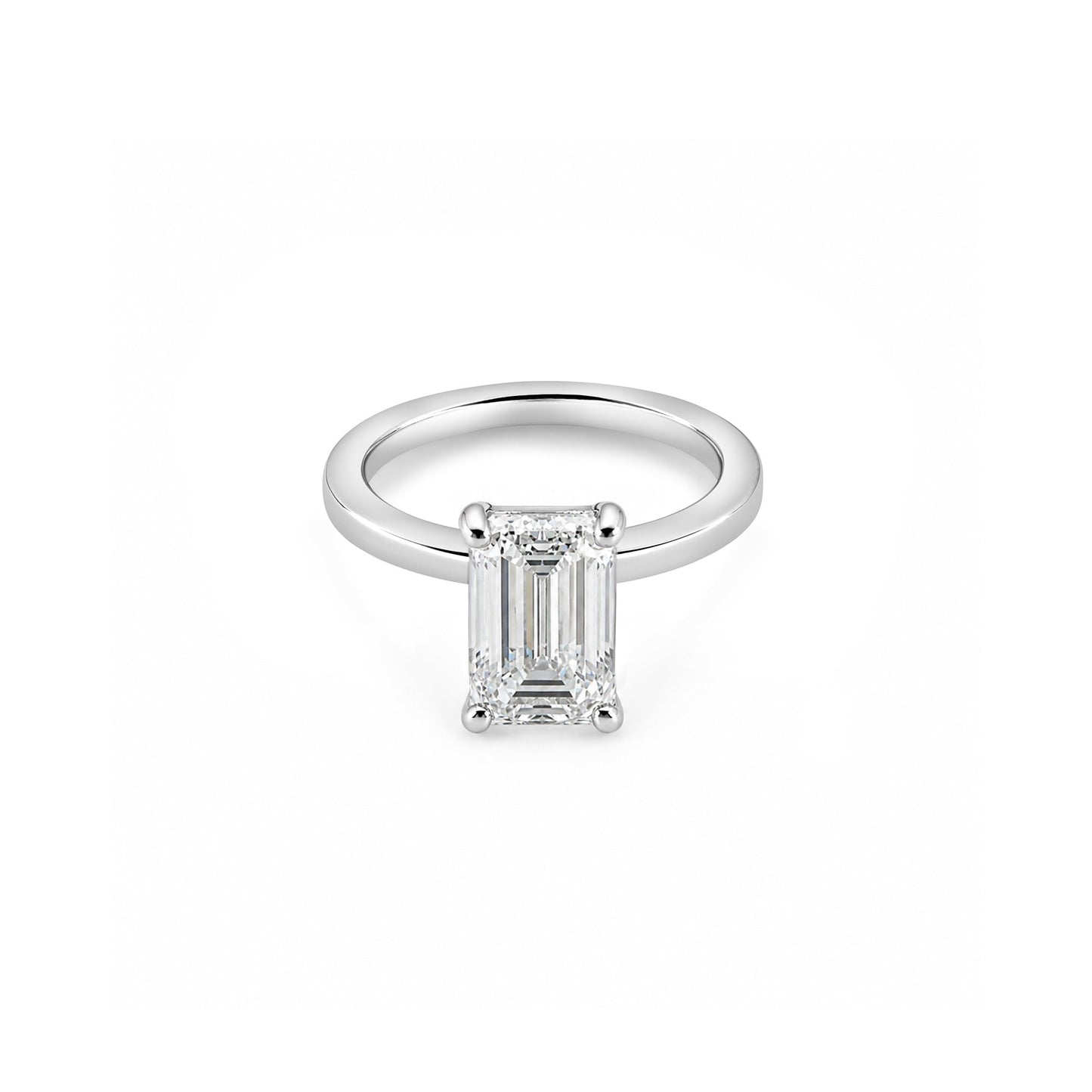 2ct Emerald Solitaire Square Edge Band