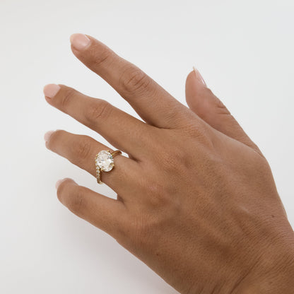 2.77ct Bespoke Half Swept Band Oval Solitaire