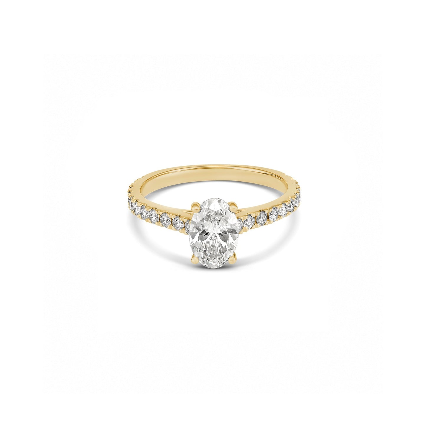 1ct Oval Solitaire Diamond With Pavé Band in 18ct Yellow Gold