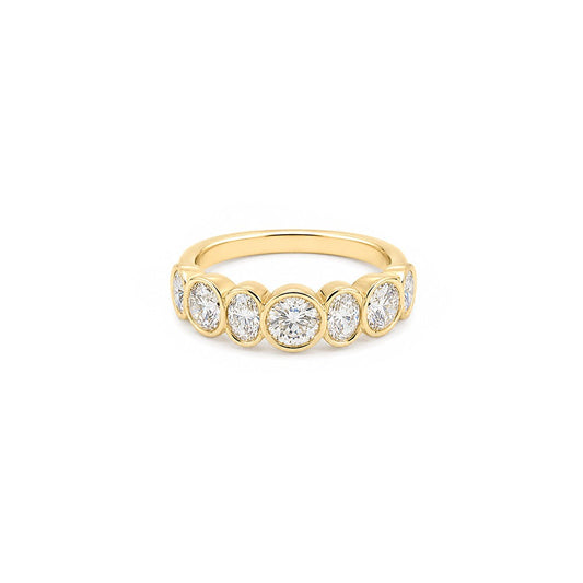 Bezel Set Oval and Round Diamond Wedding Ring