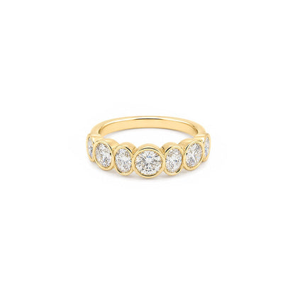Bezel Set Oval and Round Diamond Wedding Ring