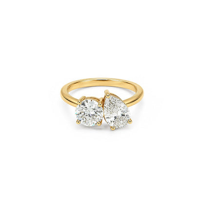 Round & Pear Toi et Moi Engagement in 18ct Yellow Gold