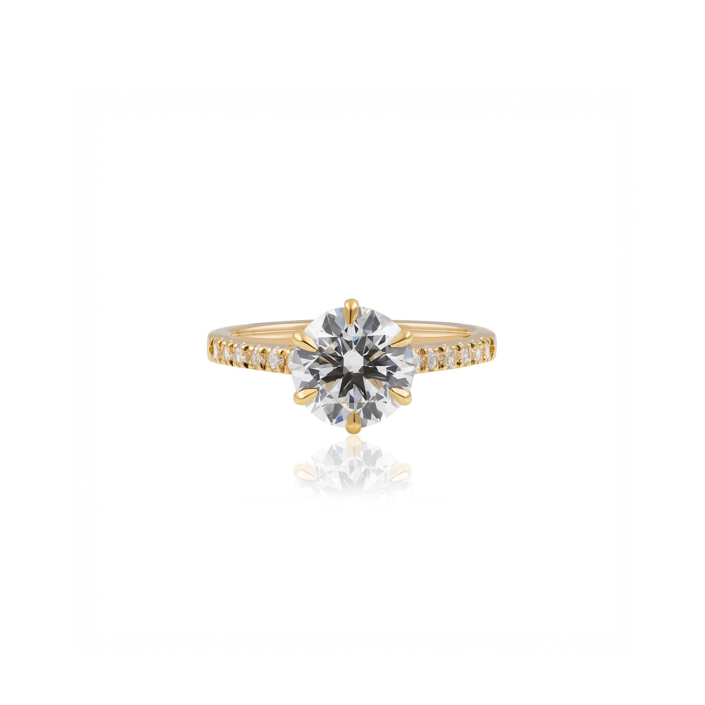 2ct Round Solitaire Engagement Ring with Pavé Band