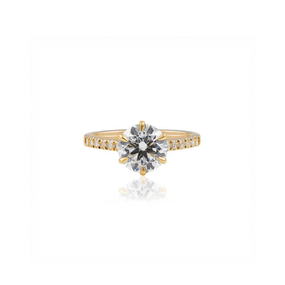 2ct Round Solitaire Engagement Ring with Pavé Band