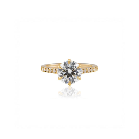2ct Round Solitaire Engagement Ring with Pavé Band