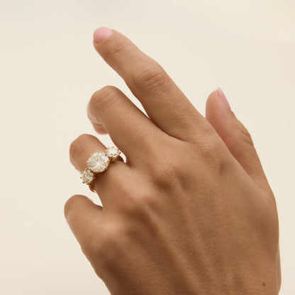 4.60cttw Antique Style Round Trilogy Ring