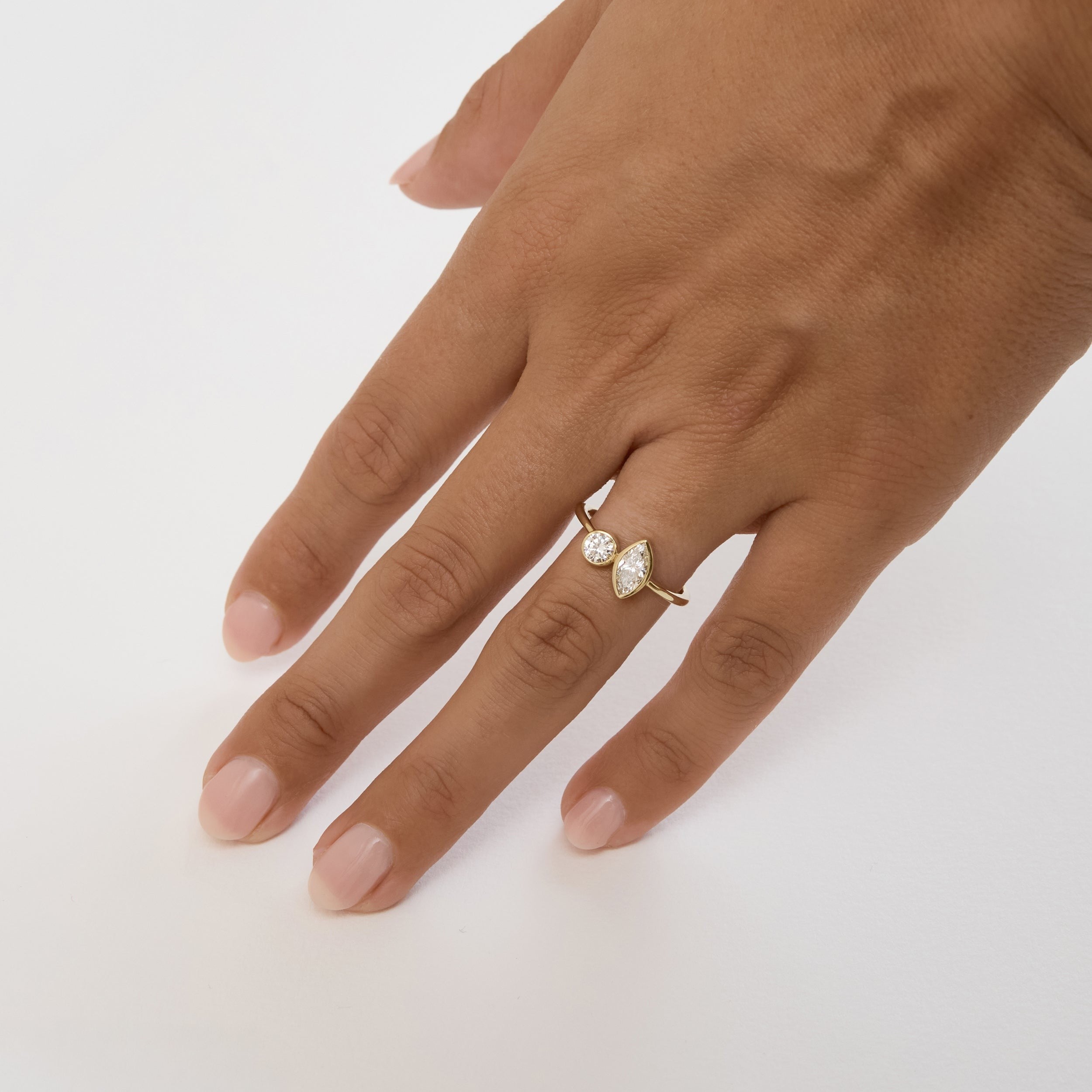 0.77cttw Marquise & Round Toi et Moi Ring