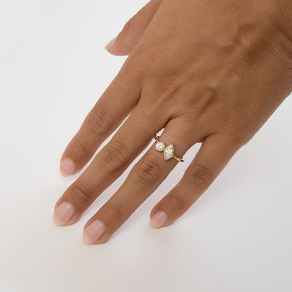 0.77cttw Marquise & Round Toi et Moi Ring