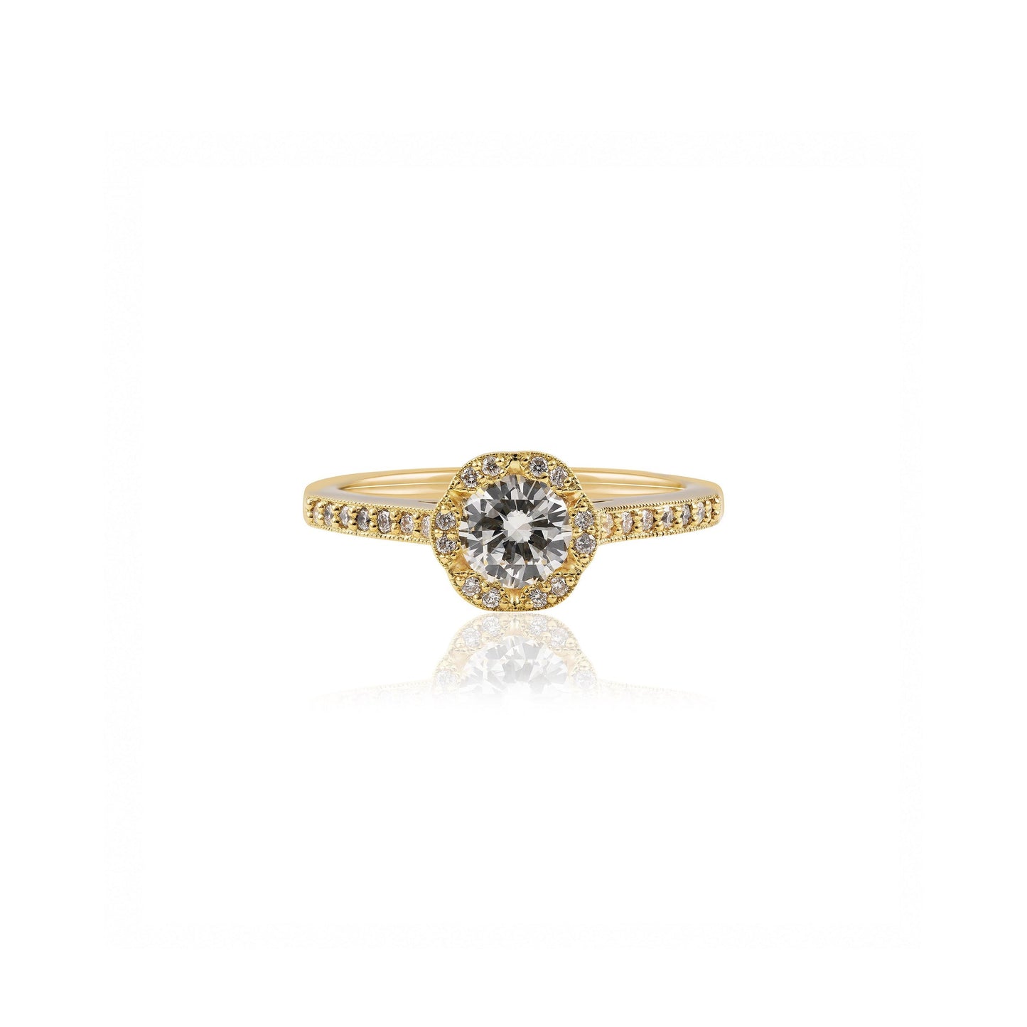 Art Deco Round Brilliant Halo Diamond Engagement Ring