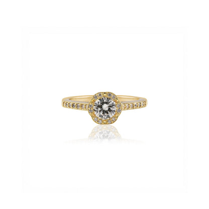 Art Deco Round Brilliant Halo Diamond Engagement Ring
