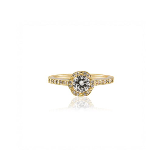 Art Deco Round Brilliant Halo Diamond Engagement Ring