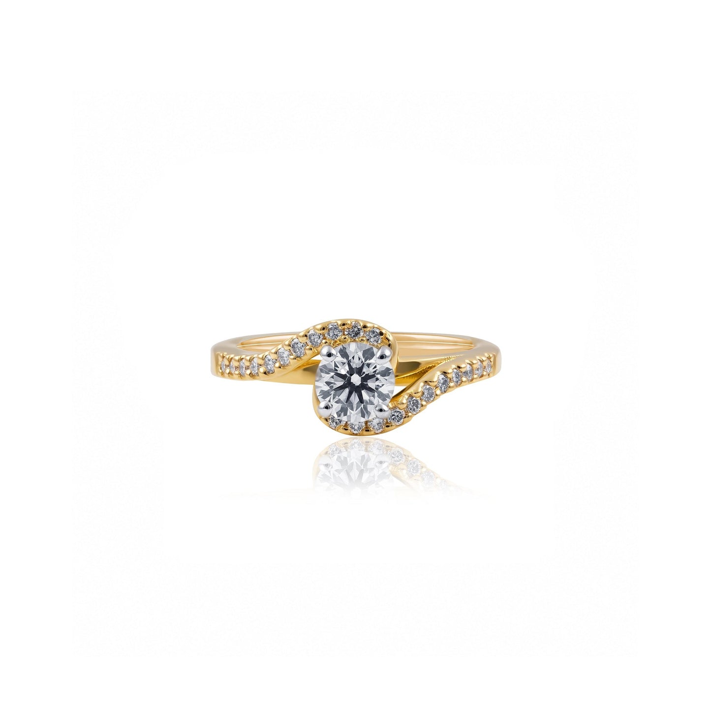 Yellow Gold and Platinum Wrap-Around Lab-Grown Diamond Engagement Ring