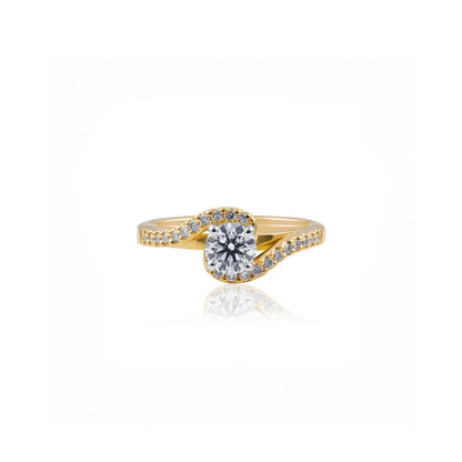 Yellow Gold and Platinum Wrap-Around Lab-Grown Diamond Engagement Ring
