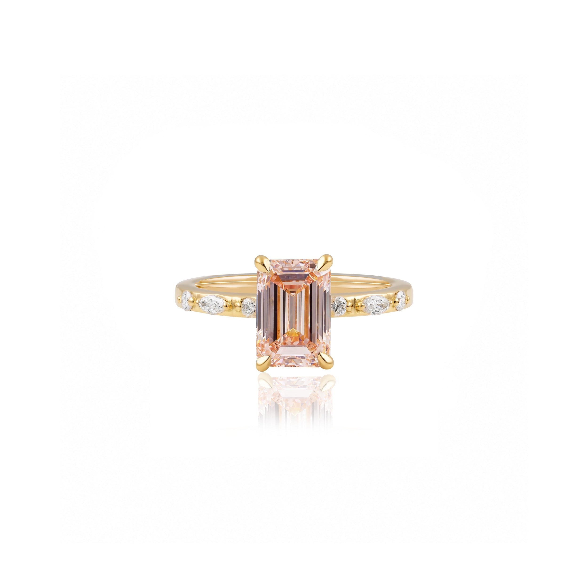 1.5ct Pink Lab-Grown Emerald Cut Diamond Engagement Ring