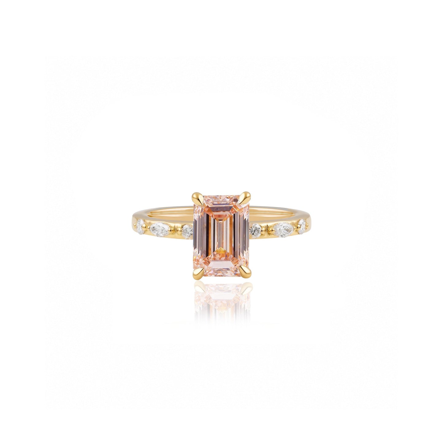 1.5ct Pink Lab-Grown Emerald Cut Diamond Engagement Ring