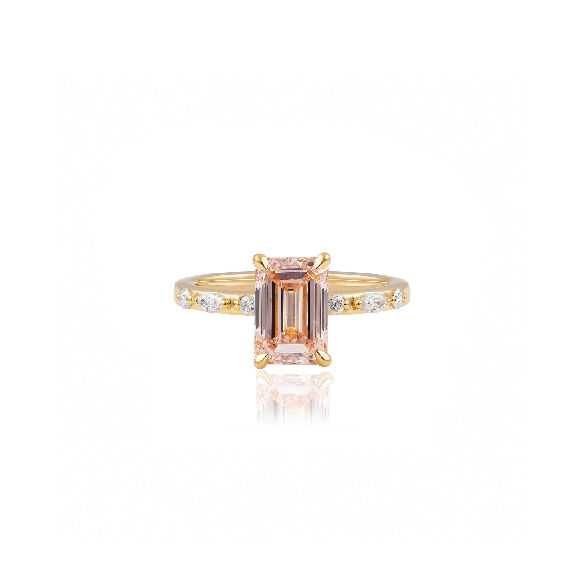 1.5ct Pink Lab-Grown Emerald Cut Diamond Engagement Ring
