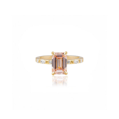 1.5ct Pink Lab-Grown Emerald Cut Diamond Engagement Ring