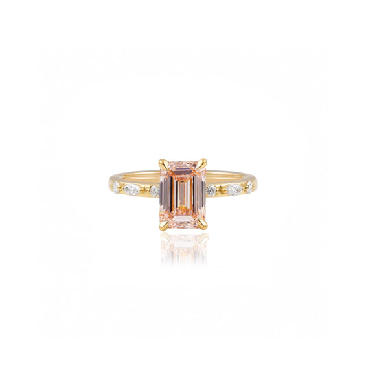 1.5ct Pink Lab-Grown Emerald Cut Diamond Engagement Ring