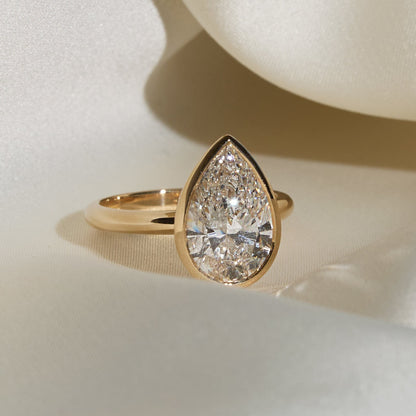 3ct Pear Bezel Solitaire with Platinum Basket