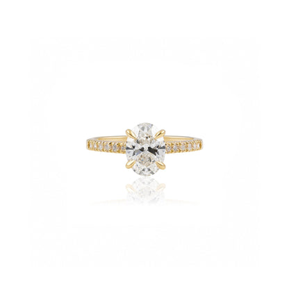 1.5ct Oval Solitaire with Pavé Band in 18ct Yellow Gold